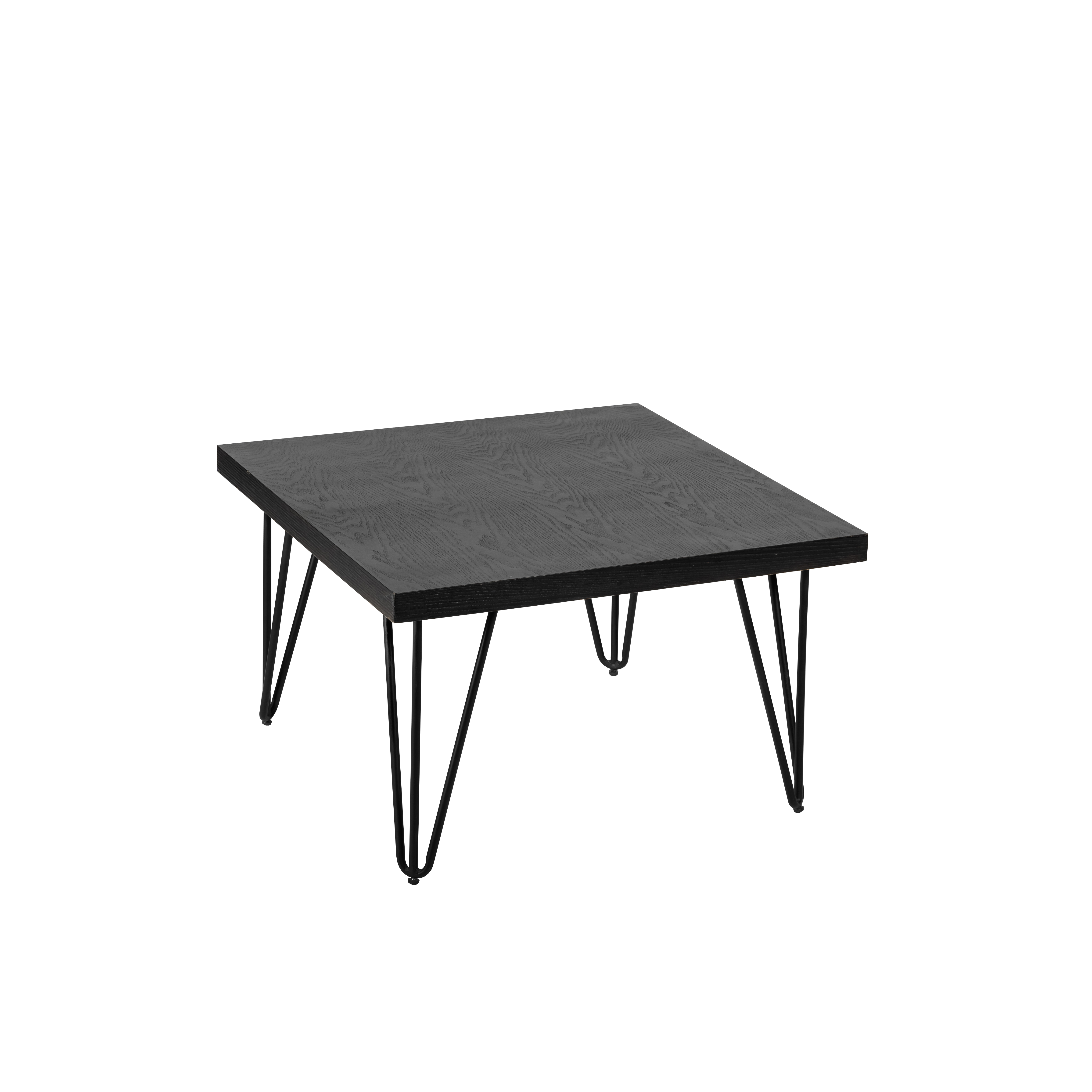 Blackwash Square coffee Table Black legs 70x70